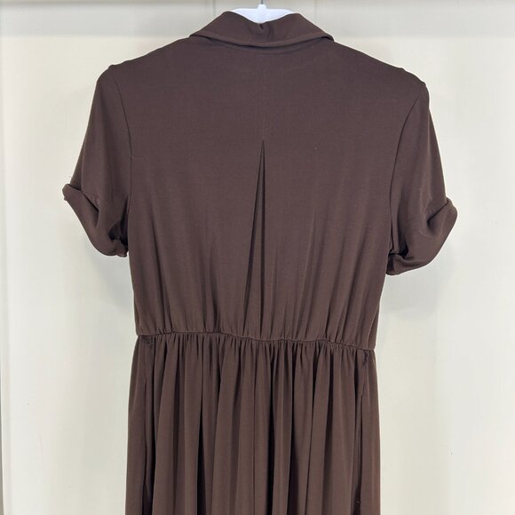 Flattering Aline full skirt choc brown easy care jersey dress Coldwater Creek 8p - Picture 9 of 12